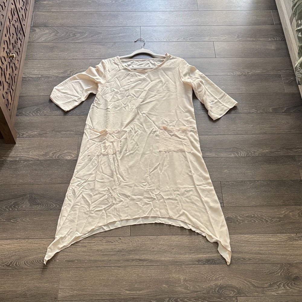 Cream Asymmetrical Hem Dress